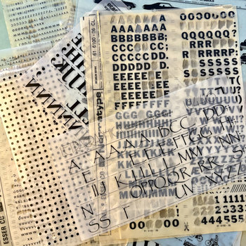 Partially Used Letraset/Chartpak Vintage Dry Transfers: Set of 5
