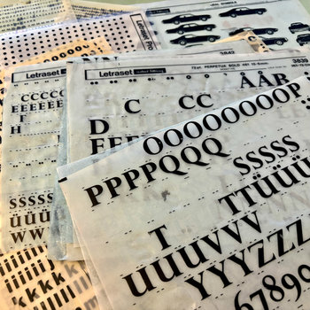 Partially Used Letraset/Chartpak Vintage Dry Transfers: Set of 5