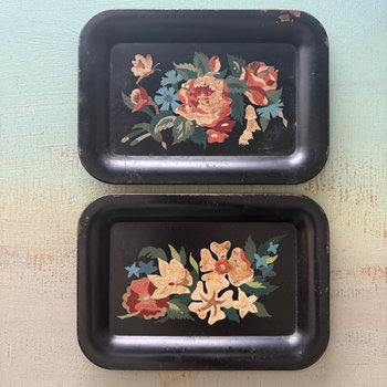SOLD: Vintage Floral Tray Duo
