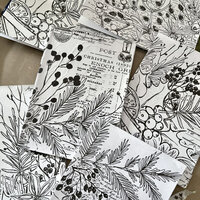 PaperArtsy Printed Tissue Collage Paper: Winter Botanicals