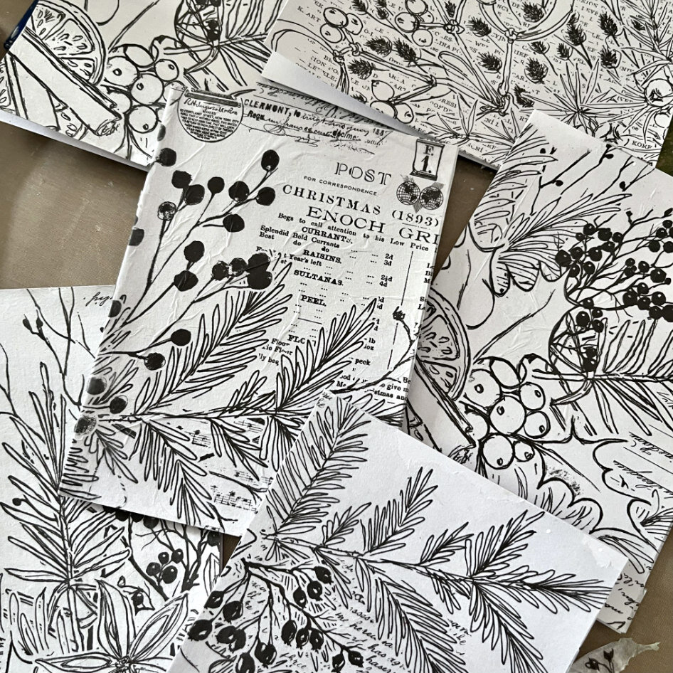 PaperArtsy Printed Tissue Collage Paper: Winter Botanicals