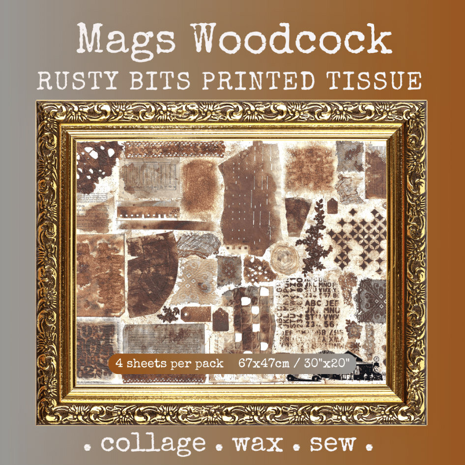 PaperArtsy Printed Tissue Collage Paper: Rusty Bits