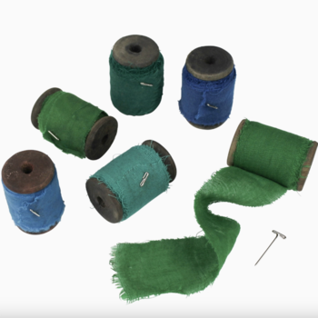 Spooled Sari Underpinnings Cotton Ribbon: Blue Green