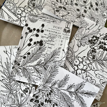 PaperArtsy Printed Tissue Collage Paper: Winter Botanicals